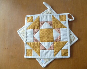 Patchwork Potholders, yellow and orange, Quilt