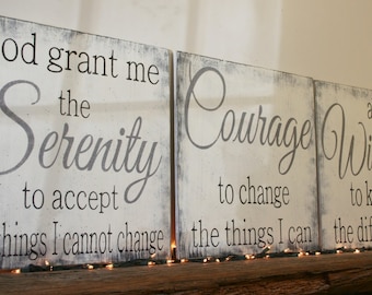 Serenity Prayer Wood Sign God Grant Me The Serenity To Accept The Things I Cannot Change Christian Wall Art Religious Wall Decor Shabby Chic