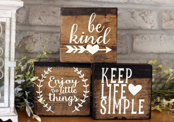 Set of 3 Blocks Wood Sign Home Decor Wood Signs With