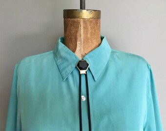 Vintage Black Hexagon Bolo with Black Tie