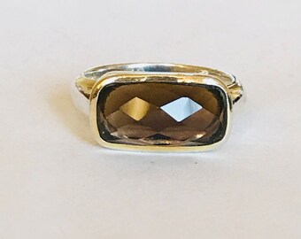 Superb chunky vintage Sterling silver Smokey Quartz ring