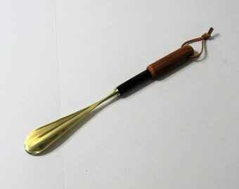 Brass Shoe Horn Made Of Walnut And Cherry Wood