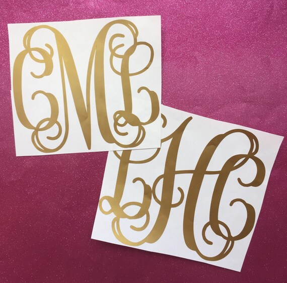 Gold Monogram Vinyl Decal Metallic Letters Personalized Custom