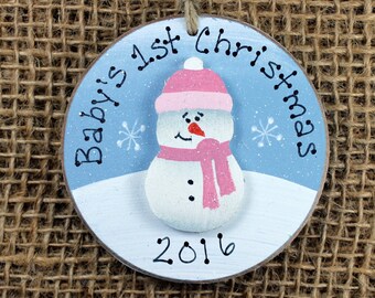 Snowman Baby's First Christmas Ornament, Girl