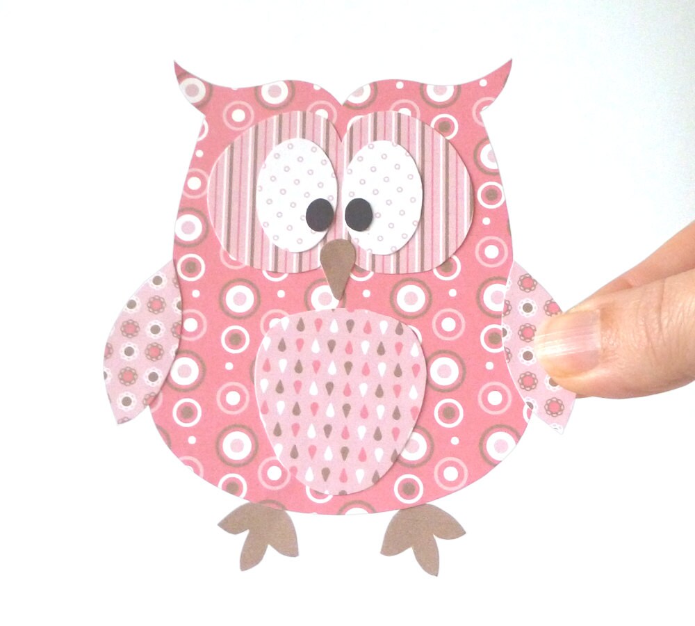 Paper Owl Printable Pink Layered Papercraft Embellishment