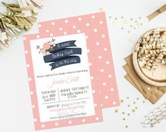 Sweet Baby Girl Baby Shower Invitation Digital File