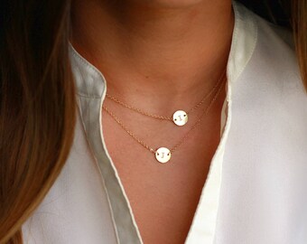 Personalized Necklace, Circle Necklace, Initial Circle Necklace Set, Initial Disk, Layered Necklace Set, Monogram Necklace, Mothers Day Gift