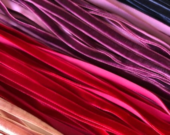 Velvet ribbon 6mm, 1/4" width / Wholesale ribbon / ribbon by the yard, over 80 colours / also available in 9mm 3/8" width