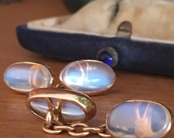 Sale! Vintage Antique Edwardian Monstone 15K Gold Cufflinks