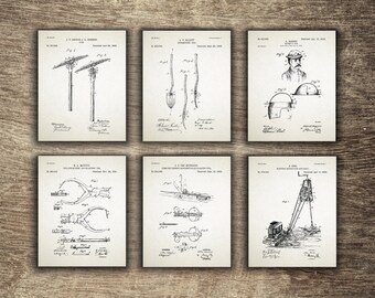Mining Set of 6 Prints, Mining Wall Decor, Mining Pick, Mining Printable, Gift for Miner, Mining Group of 6 Patents - INSTANT DOWNLOAD -