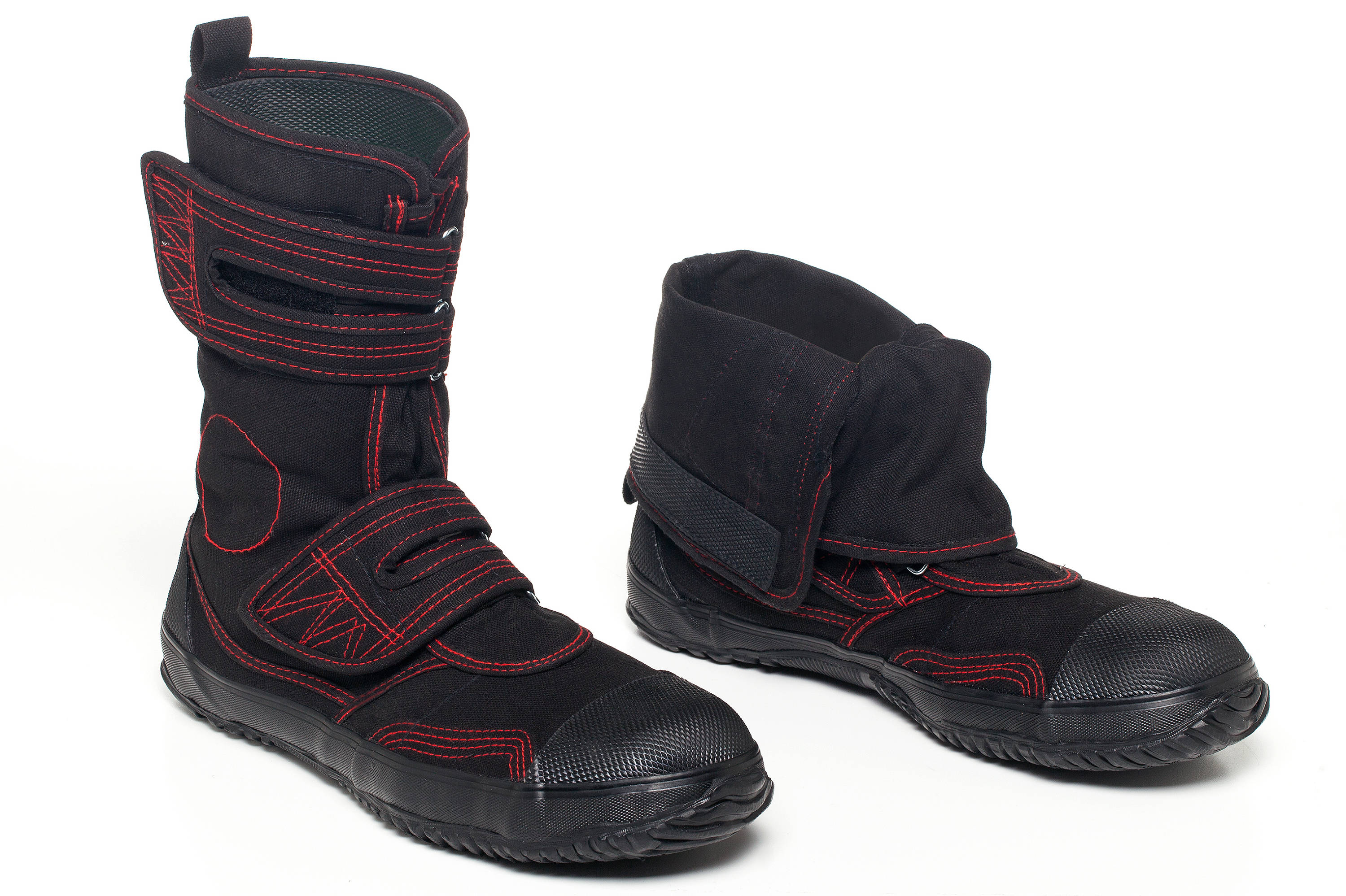 Fugu Japanese Unisex Vegan Cool Boots Red Stitch Black