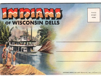Indians of Wisconsin Dells Vintage Postcard Folder (unused)