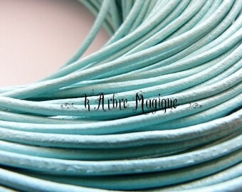 blue leather cord soft 2 mm for bracelet necklace sold by the yard
