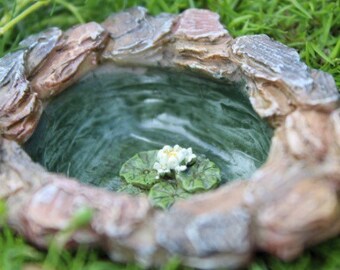 Tiny fairy garden pond, miniature pond, miniature lily pad, fairy garden accessories, fairy garden supplies