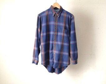 vintage NIRVANA faded plaid SOFT blue and red flannel shirt size small