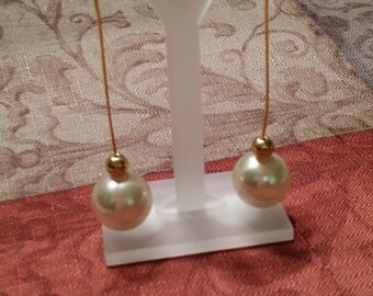 Vintage Gold Tone Pearl Drop Earrings