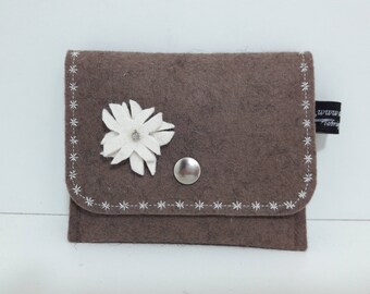 Extra flat, unique wool felt coin purse.