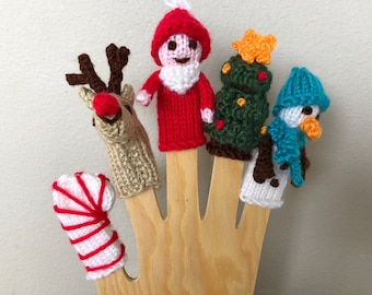 Finger Puppet Pattern - Christmas Puppets Pattern - Pattern to Knit Puppets - Puppet Pattern - Digital Download