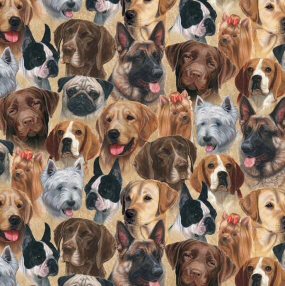 Dog Selfies AntiPill Fleece Fabric by the yard /David