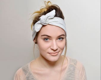 Tie Headband, Ivory headband, Shabby Chic Hair Accessories, Women Vintage style, Boho Wide Headband, tie head band, hair covering, hair ties