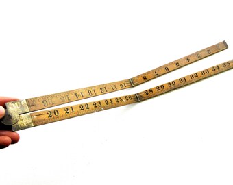 Large Vintage Industrial Folding Wooden Ruler