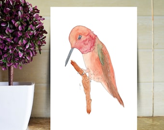 Forest Bird / Rufous hummingbird / Wall Art / Modern Design Decoration