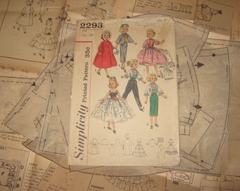 Doll Clothing PATTERN Simplicity 2293 for size 14 inch dolls Revlon Cape Cissy Sweet Sue Sophisticate Evening Dress Blouse Skirt Muff Slip