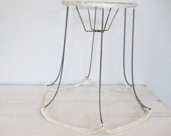 Vintage Large Wire Lamp Shade Frame Base- Bell Style with Scalloped Edges