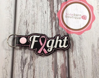 Fight Key Chain, Breast Cancer awareness key chain, key fob, snap