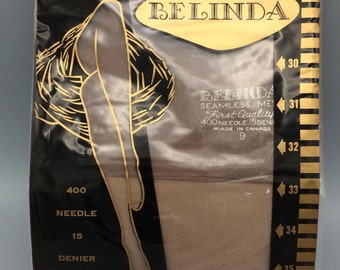 Vintage Belinda Stockings Seamless Micro Mesh 400 Needle 15 Denier Size 9