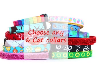 Stock Up Lot of 6 Cat Collars of Your Choice