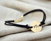 Items similar to Gold Monogram Bracelet- Leather - Initials - Customize - Personalized on Etsy
