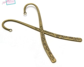 2 large bookmark "curve flower 1 120 x 20 x 2 mm", bronze