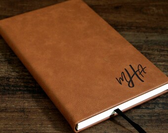 Monogrammed Leather Journal, Personalized Journal, Lined Journal, Personalized Notebook, Customized Leather Gift, Custom Leatherette Journal