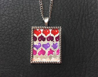 Graffiti Hearts Hand Painted Pendant Necklace