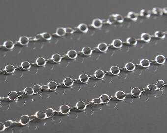 Sterling Silver Chain by the Foot - Fine Cable Chain 1.3mm - Select Lengths to 3 Feet