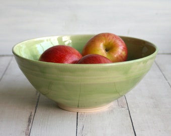 Spring Green Serving Bowl Wheel Thrown Stoneware Pottery Bowl Made in USA Ready to Ship