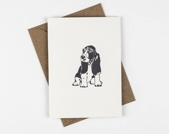 Basset Hound Card - Basset Gift - Dog note card - Letterpress note cards - Small note cards - Dog card - dog thankyou card - Basset Puppy