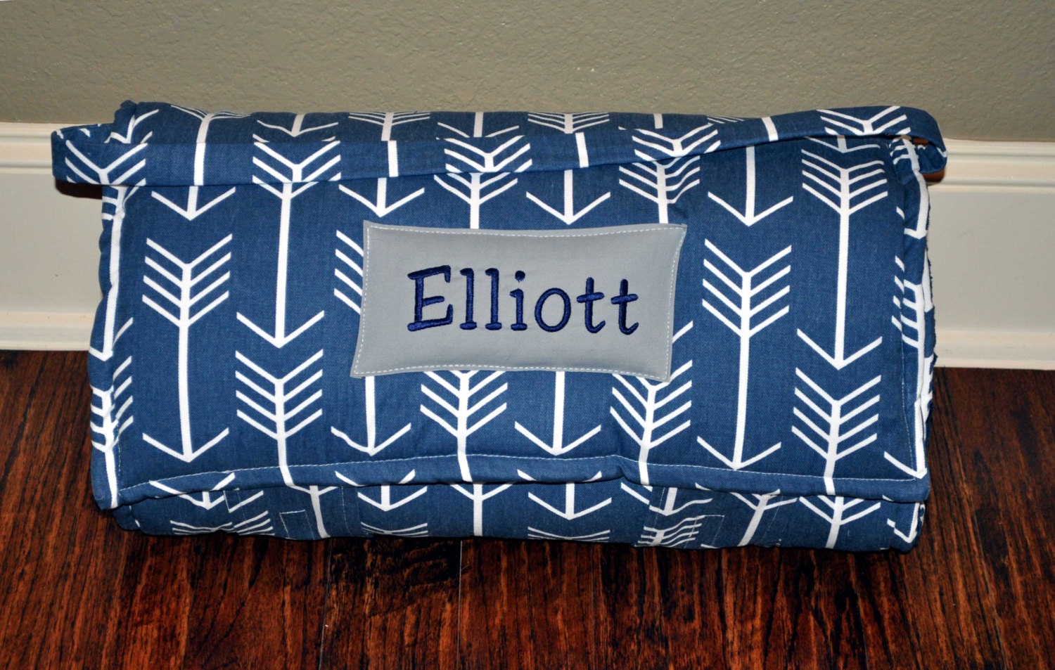 Nap Mat Monogrammed Navy Archer Arrows Nap Mat with a Minky