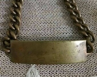 Vintage brass ID bracelet