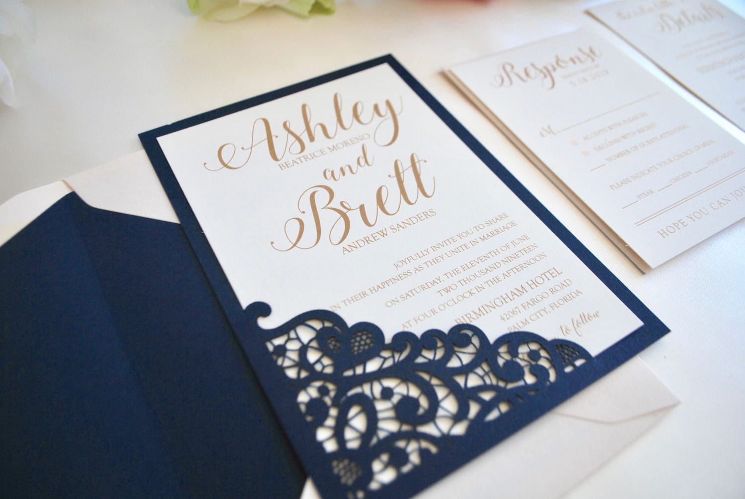 Wedding Invitations Navy And Blush 4