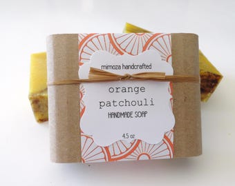 Handmade Orange Patchouli Soap, Cold Process Soap, Vegan Soap 4.5oz