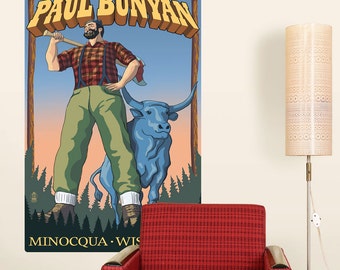 Paul Bunyan Minocqua Wisconsin Wall Decal - #66381