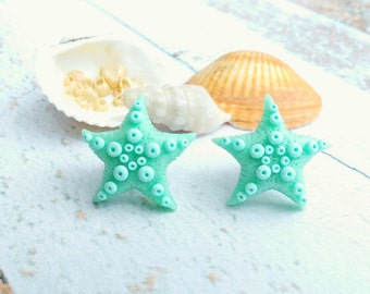 Beach jewelry gift Starfish Ocean jewelry Sea gift Nautical gifts Summer gifts Party earrings Beach party Children jewelry Mint jewelry