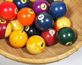 Vintage Set of Billiard Pool Balls Set of Pool Balls Billiards Pool Table Balls Collectible Pool Balls Complete Set of Pool Balls