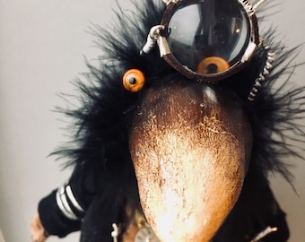 Art doll (teddy bear-crow) steampunk