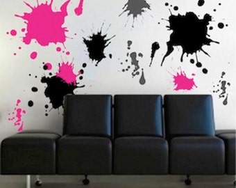 Ink splash wall decals, teenagers wall stickers, removable wall art, cool decals for kids - wall art shape decals - colorful wall decal, d21