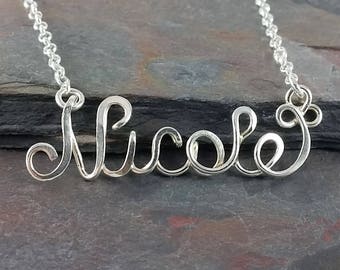 Ready to Ship- Nicole Name Necklace- Premade, sterling silver