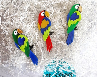 Parrot Brooch Acrylic Brooch Bird Brooch Red Bird Brooch Green Bird Brooch Bird Jewelry Red Jewelry Handmade Gift For Mom Plexiglas Pin