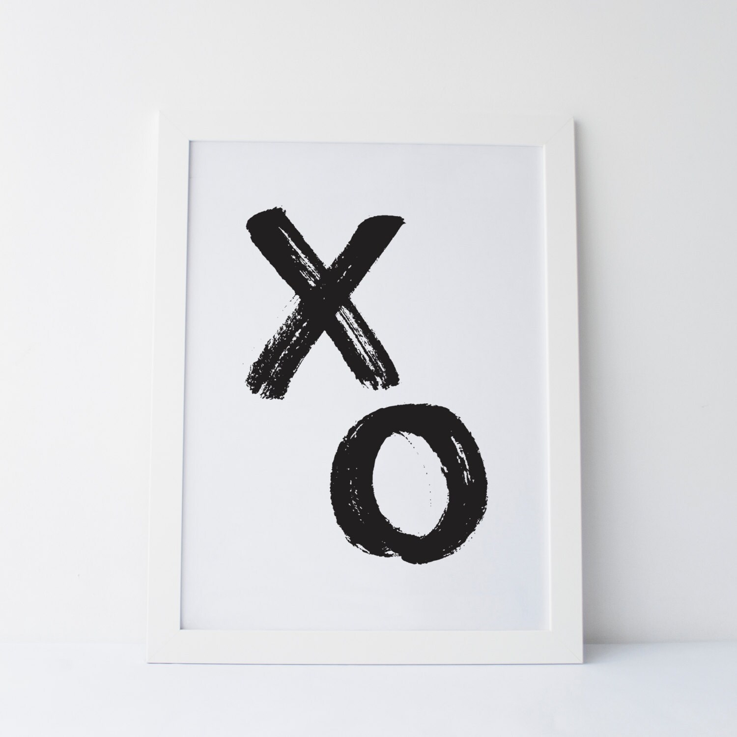 Printable Art XO Black and White Wall Print Hugs and Kisses
